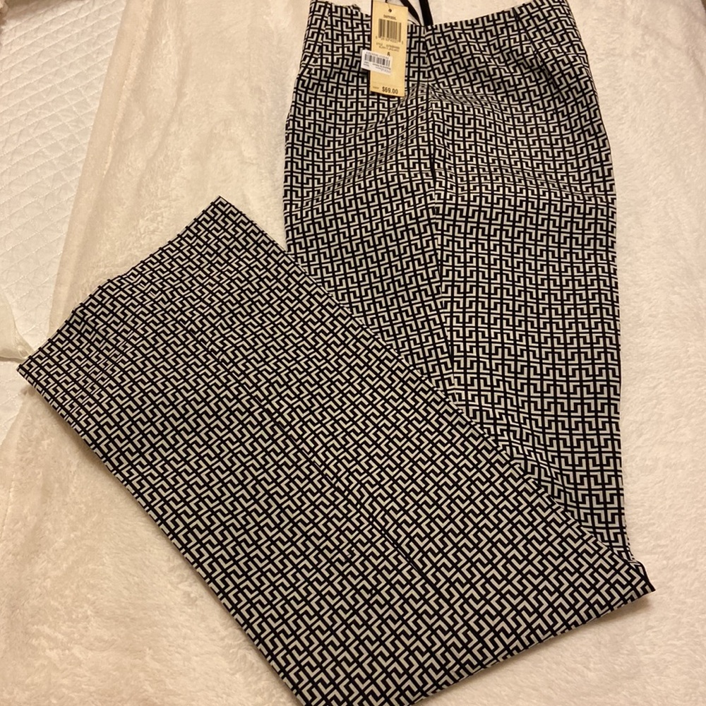 INC Women's Pants Black and Cream Size 6 NWT Holiday Ready!